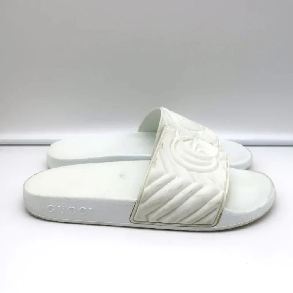 Gucci GG Matelasse Rubber Slide Sandals White Size 36 - Picture 2 of 10